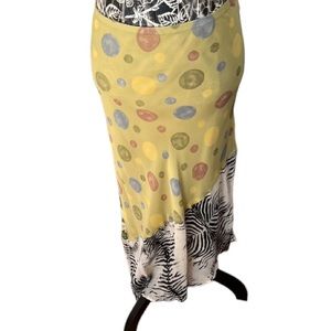 C.C.Outlaw size 14  green print skirt asymmetrical bias cut lined